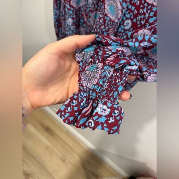 🌟Rebecca Mincoff Penelope floral smocked tassels ties top women's size Medium🌟 - Picture 7 of 10